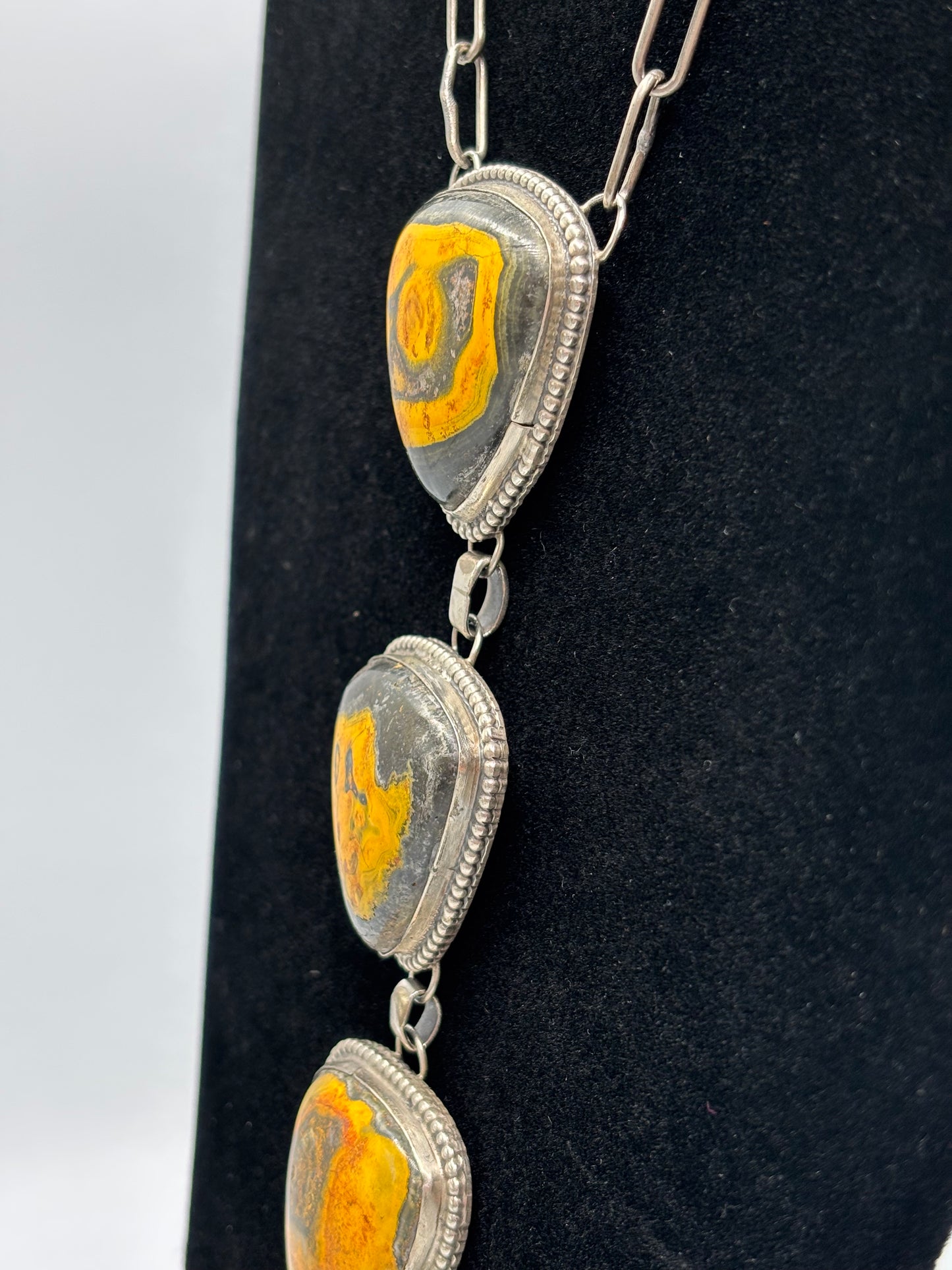 Bumble Bee Jasper Drop Tie Necklace