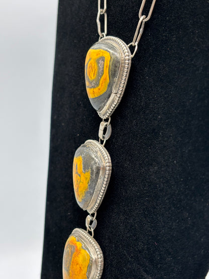Bumble Bee Jasper Drop Tie Necklace