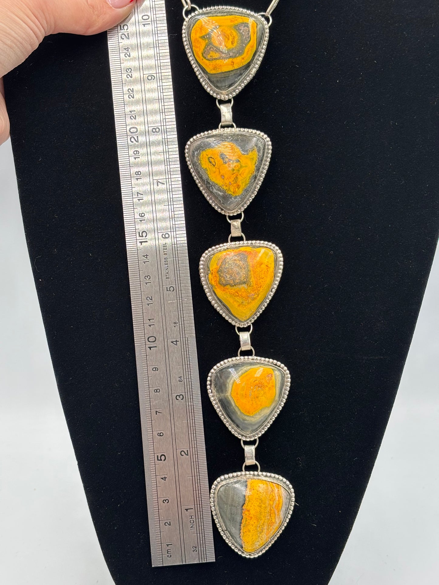 Bumble Bee Jasper Drop Tie Necklace