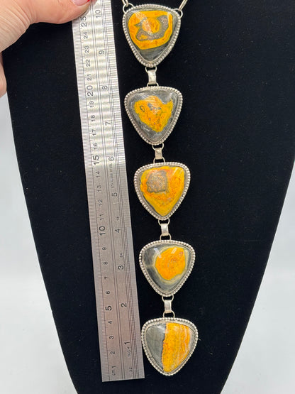 Bumble Bee Jasper Drop Tie Necklace