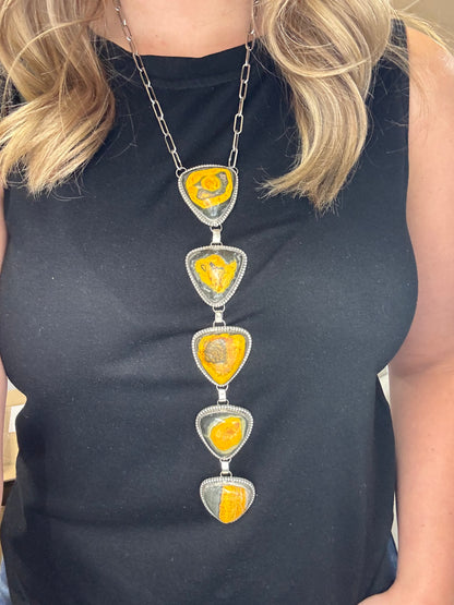 Bumble Bee Jasper Drop Tie Necklace