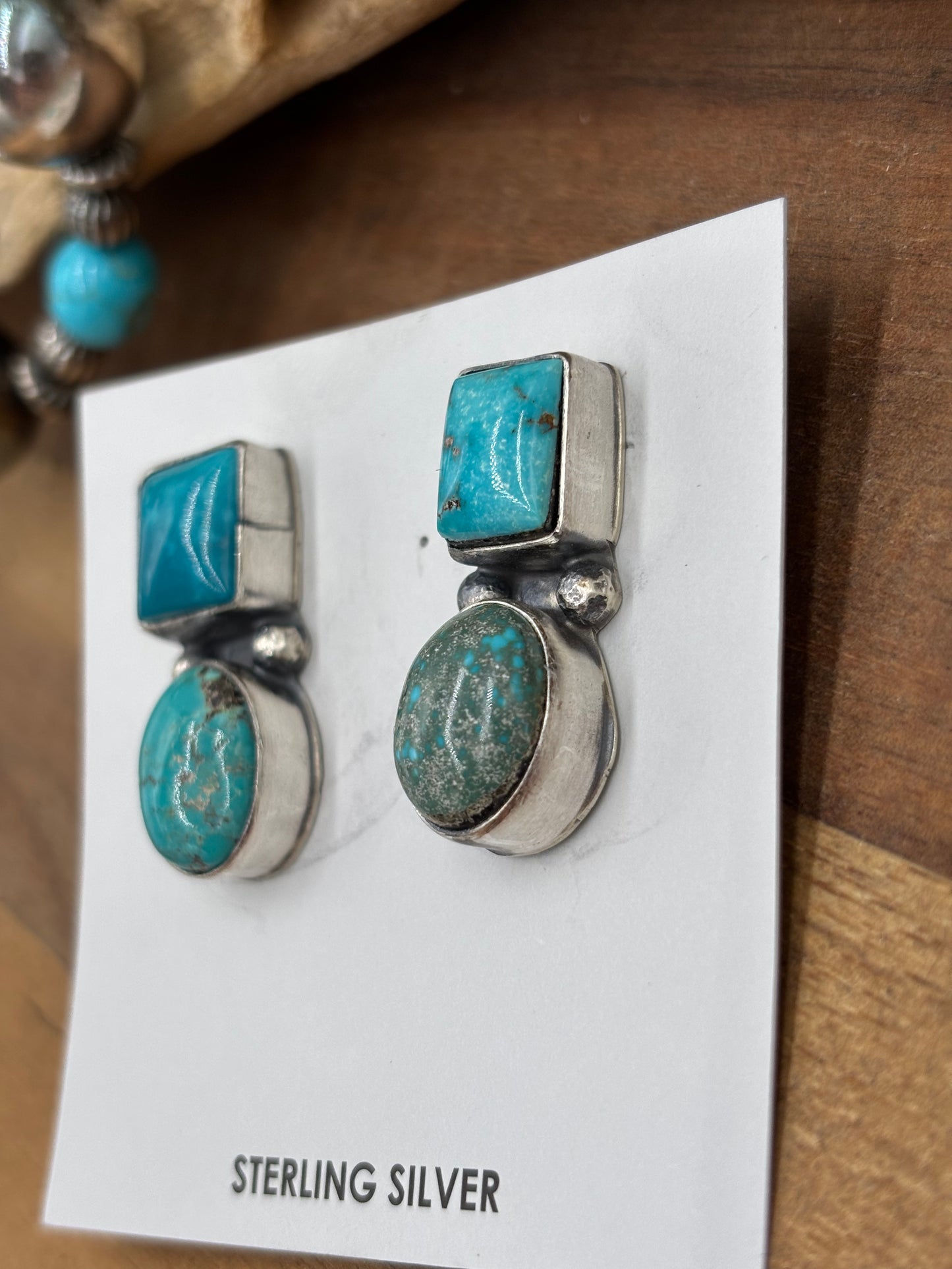 Mixed Mine Turquoise Cluster Necklace & Earrings Set by Sheila, Navajo