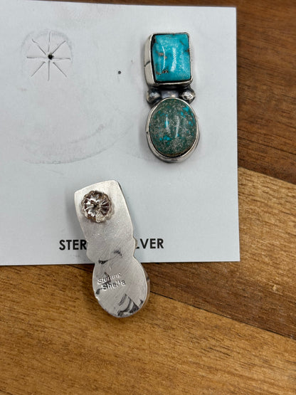 Mixed Mine Turquoise Cluster Necklace & Earrings Set by Sheila, Navajo