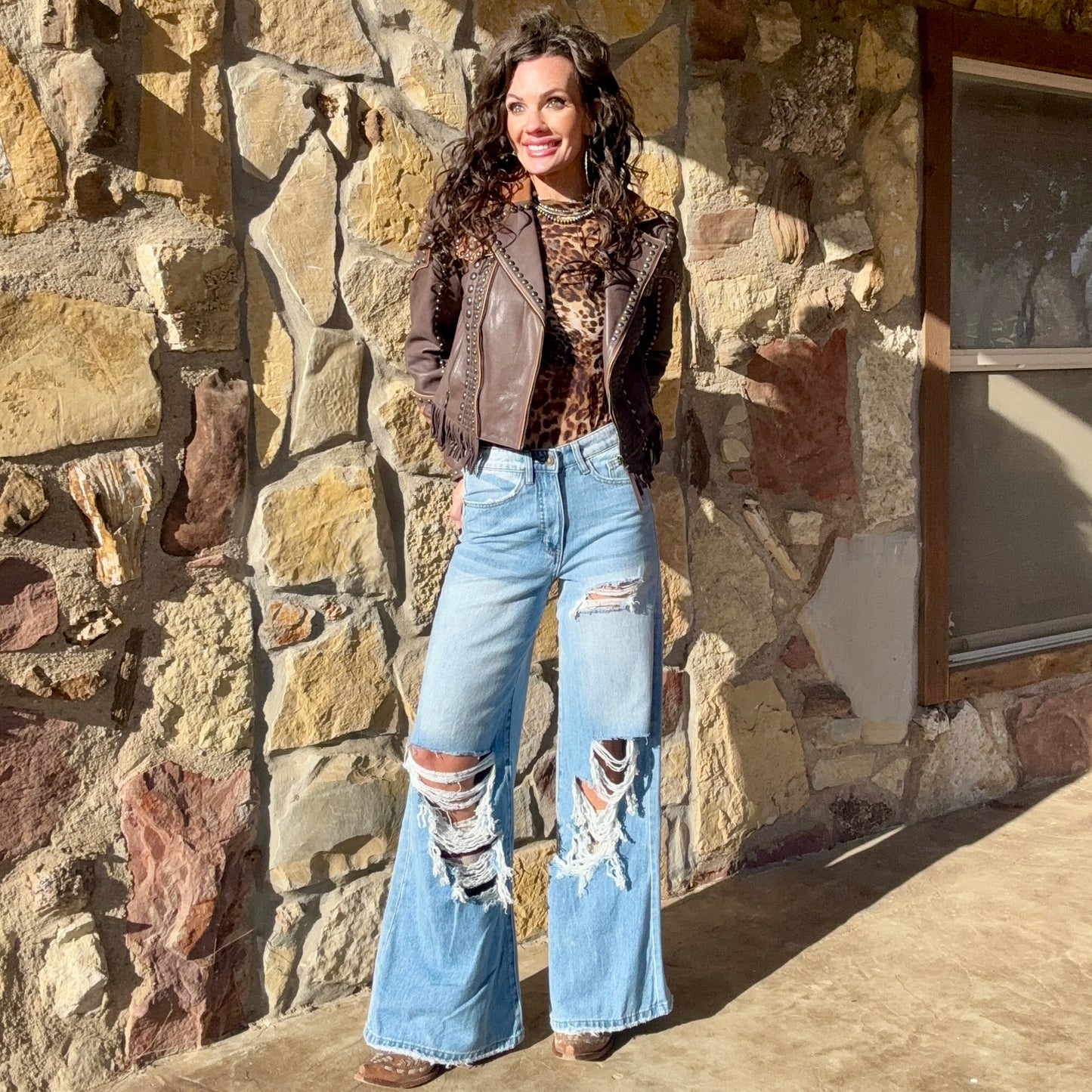 The Dust Devil Distressed Wide Leg Jean