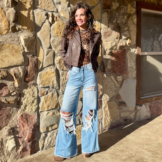 The Dust Devil Distressed Wide Leg Jean