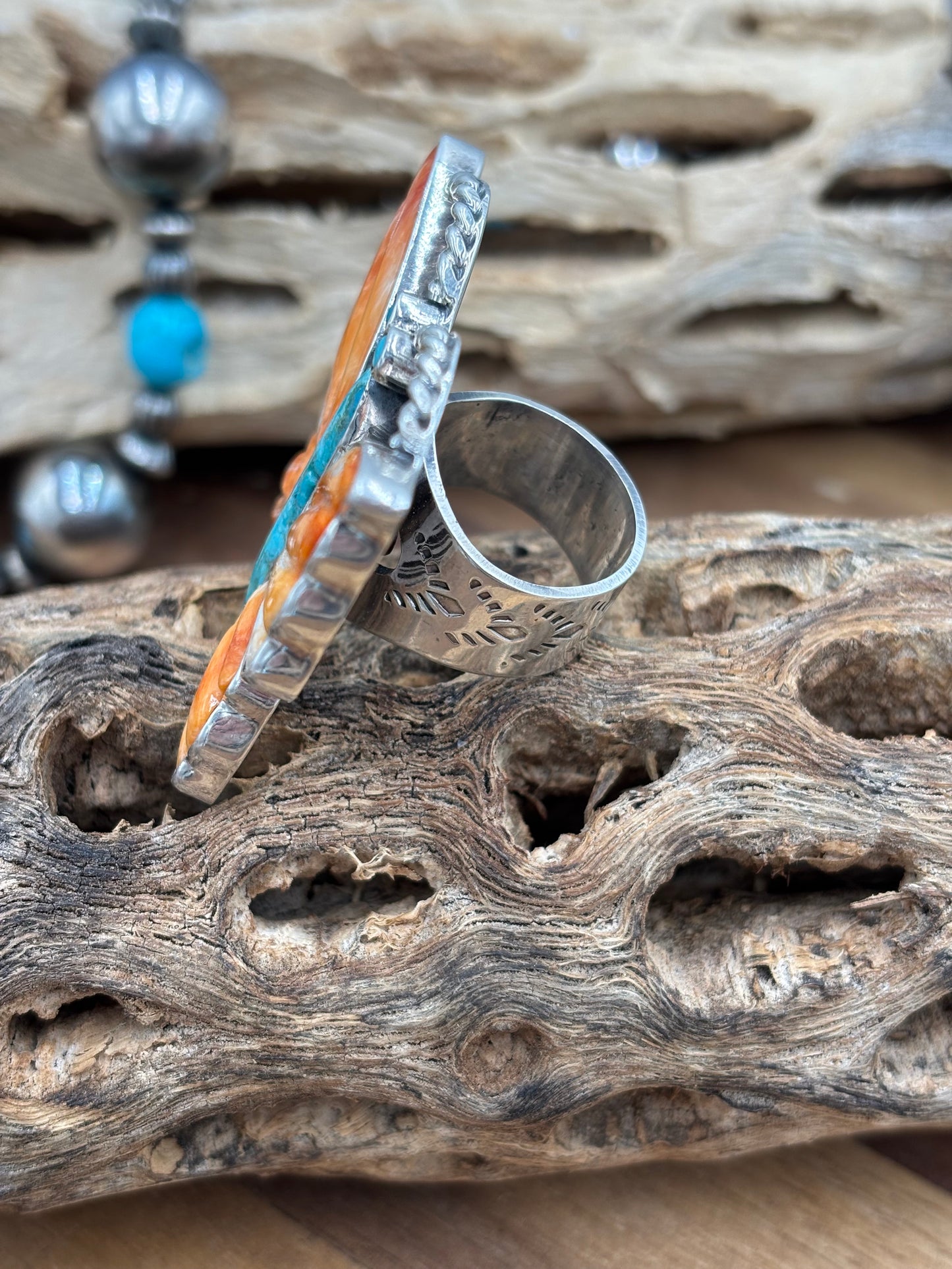 Orange Spiny Adjustable Butterfly Ring by Federico Jimenez
