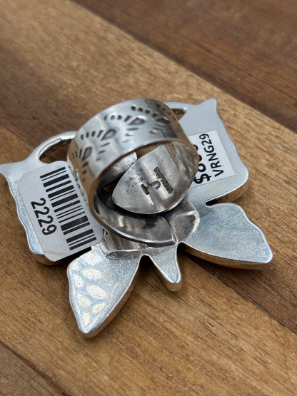 Orange Spiny Adjustable Butterfly Ring by Federico Jimenez