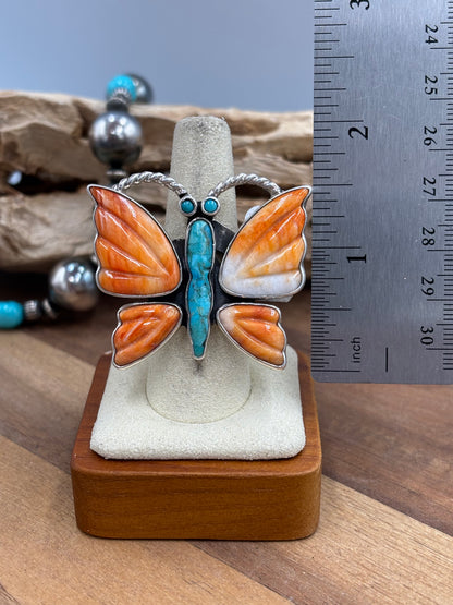 Orange Spiny Adjustable Butterfly Ring by Federico Jimenez