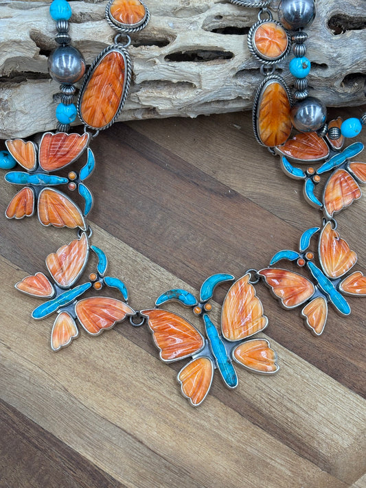 Orange Spiny Butterfly Necklace by Federico Jimenez