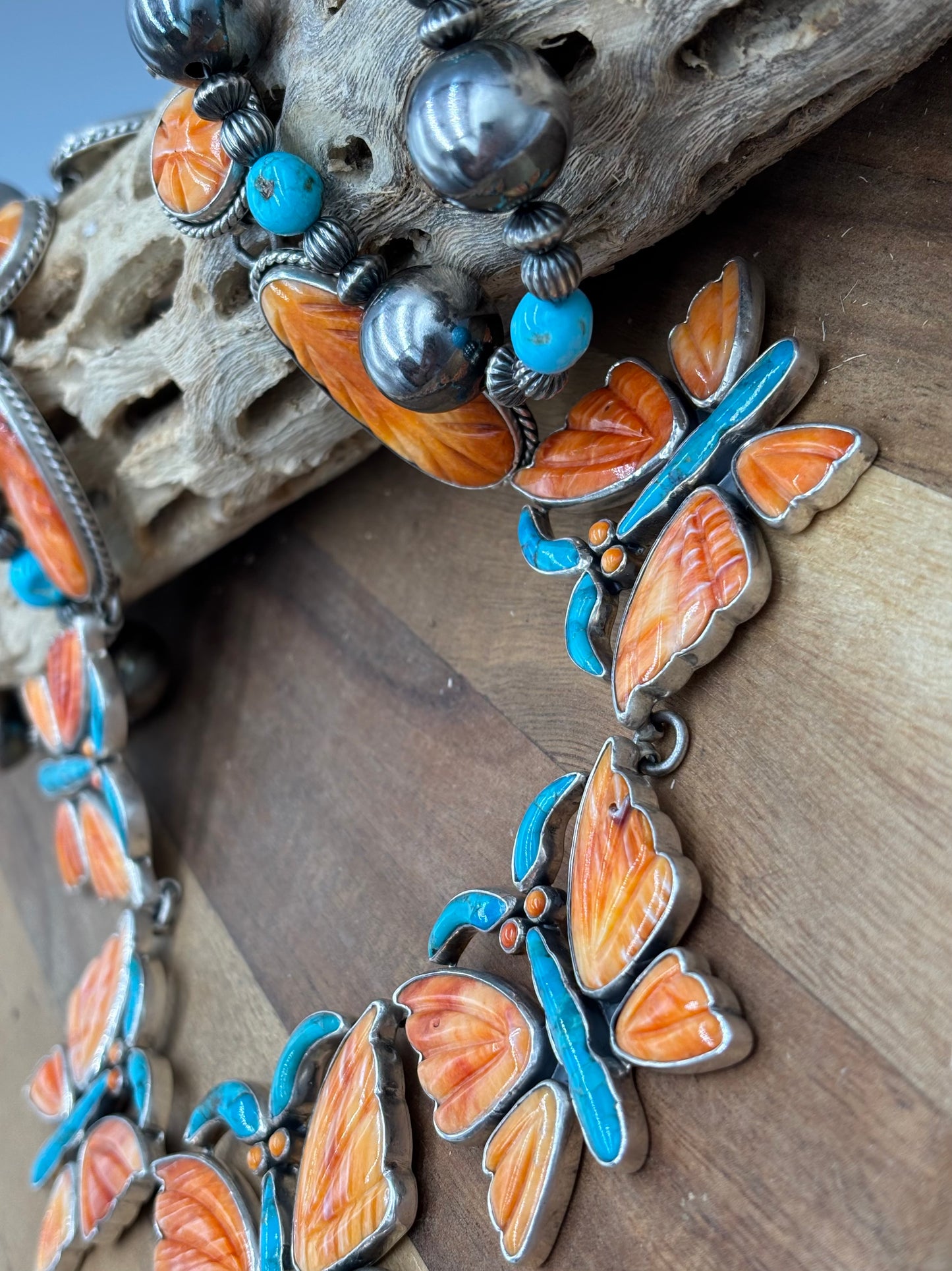 Orange Spiny Butterfly Necklace by Federico Jimenez