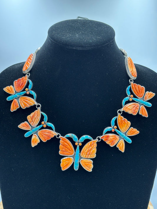 Orange Spiny Butterfly Necklace by Federico Jimenez