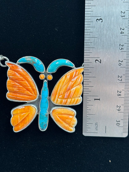 Orange Spiny Butterfly Necklace by Federico Jimenez