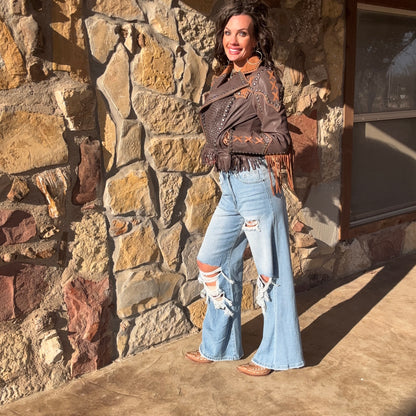 The Dust Devil Distressed Wide Leg Jean