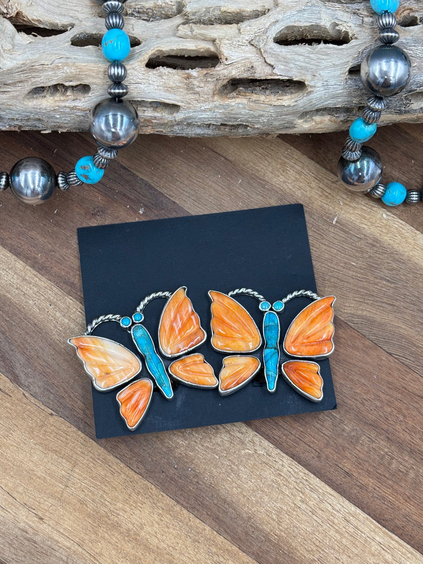 Orange Spiny Butterfly Earrings #6658-2 by Federico Jimenez