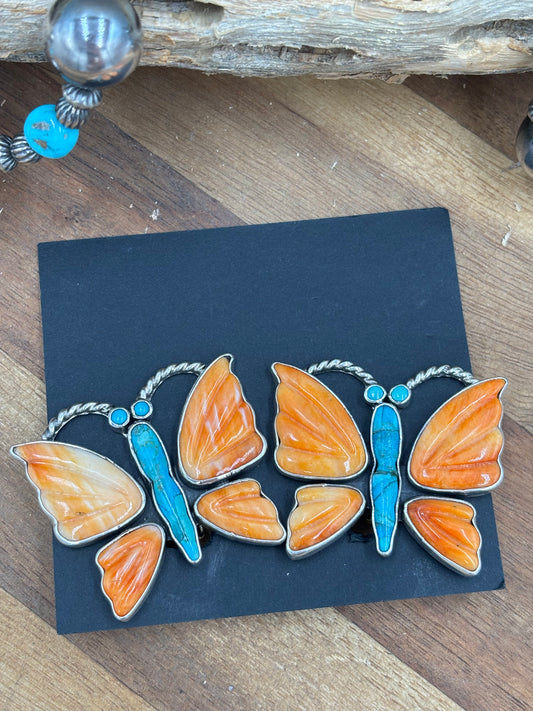 Orange Spiny Butterfly Earrings #6658-2 by Federico Jimenez