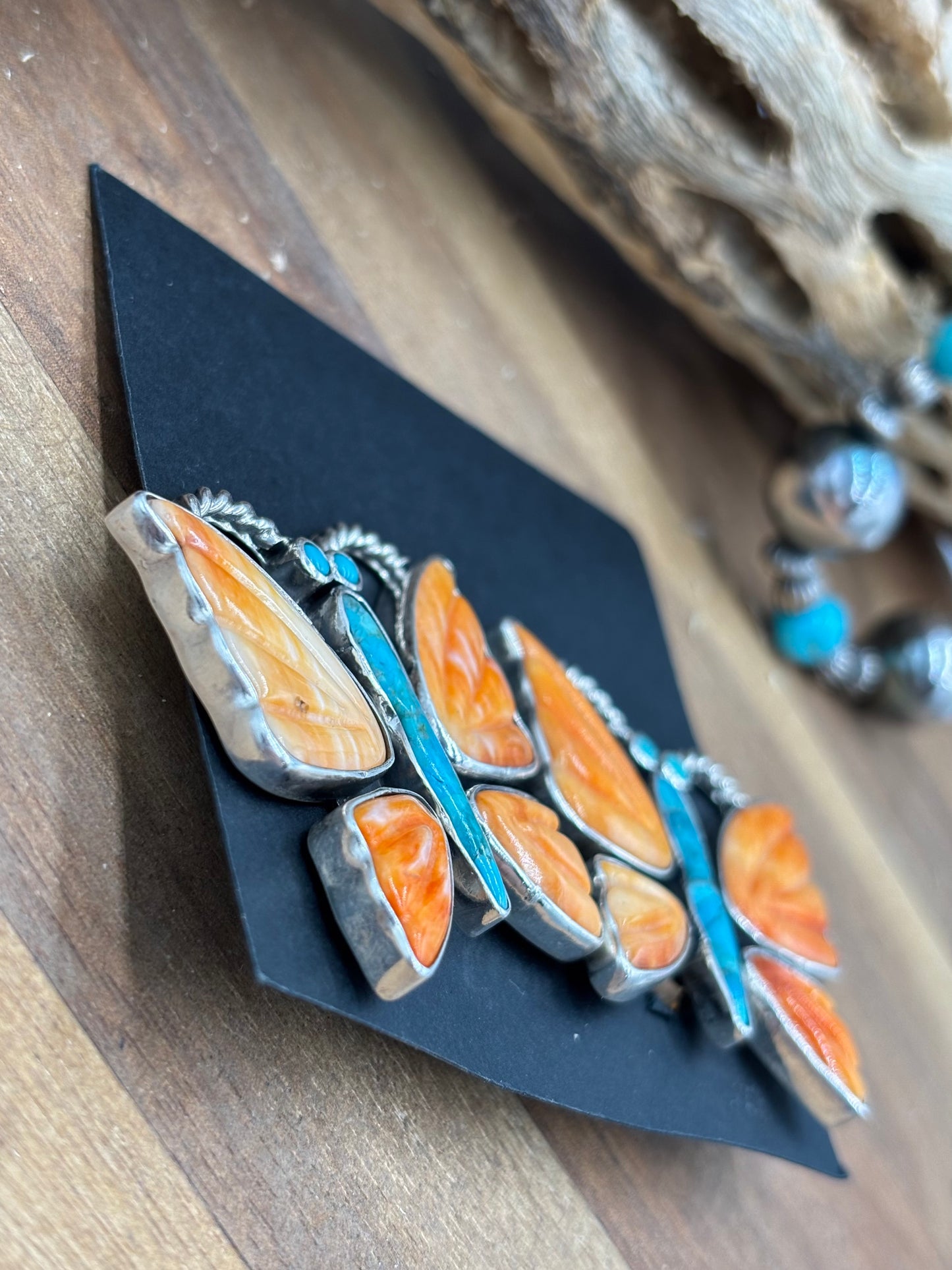Orange Spiny Butterfly Earrings #6658-2 by Federico Jimenez