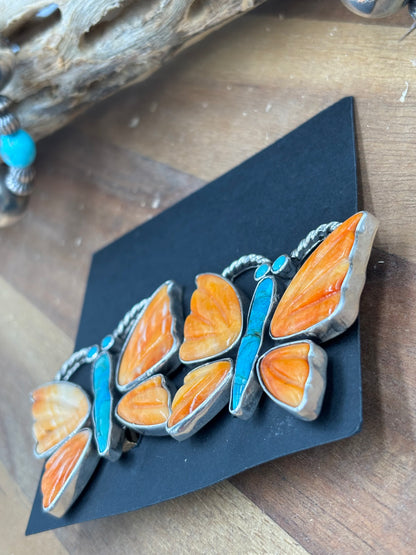 Orange Spiny Butterfly Earrings #6658-2 by Federico Jimenez