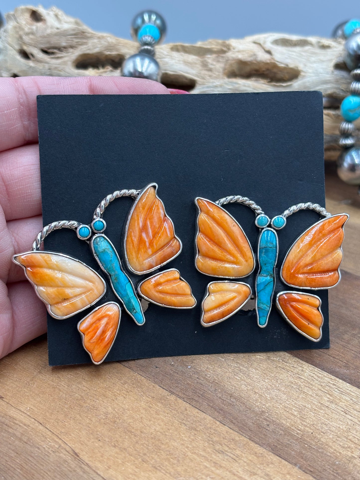 Orange Spiny Butterfly Earrings #6658-2 by Federico Jimenez