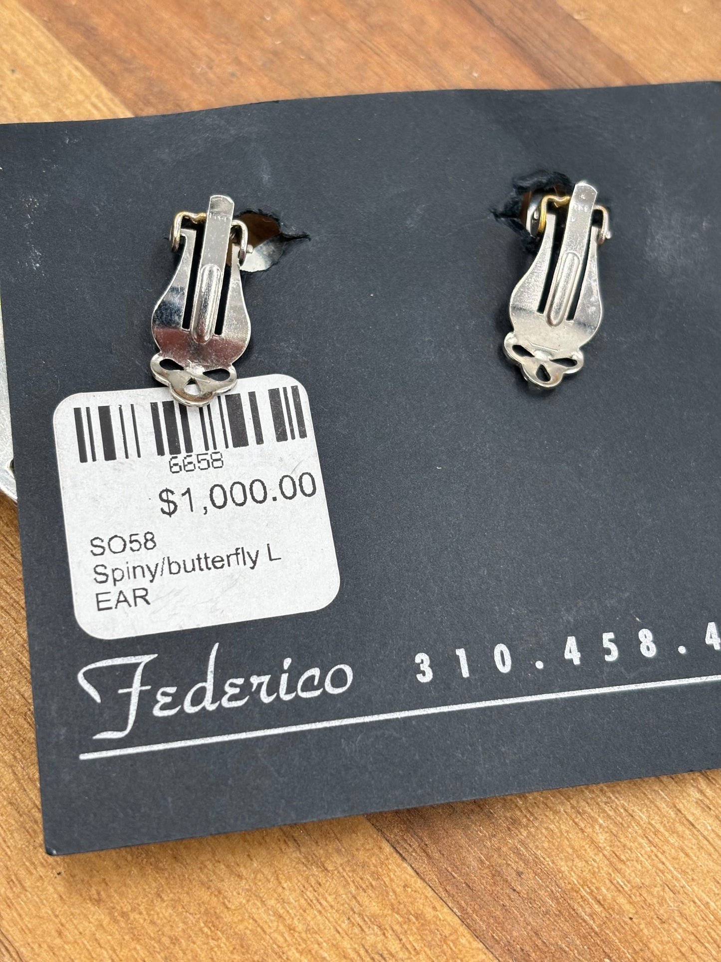 Orange Spiny Butterfly Earrings #6658-2 by Federico Jimenez
