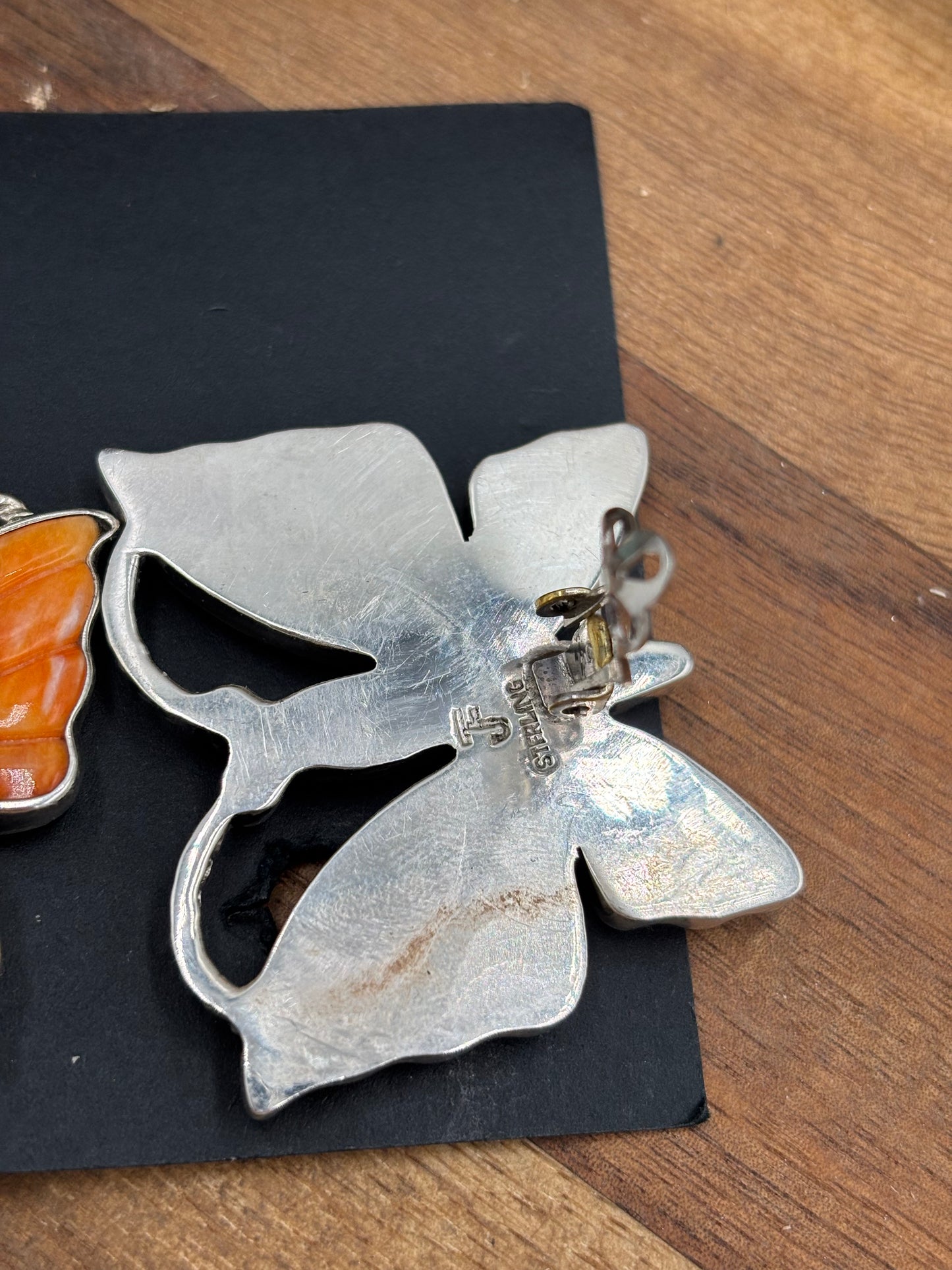 Orange Spiny Butterfly Earrings #6658-2 by Federico Jimenez