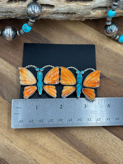 Orange Spiny Butterfly Earrings #6658-2 by Federico Jimenez