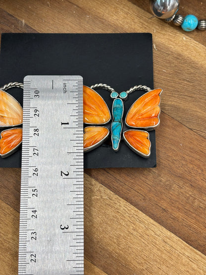 Orange Spiny Butterfly Earrings #6658-2 by Federico Jimenez