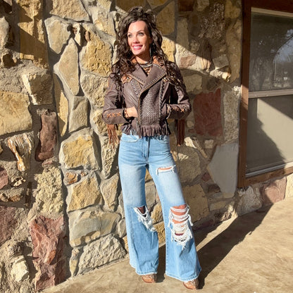 The Dust Devil Distressed Wide Leg Jean