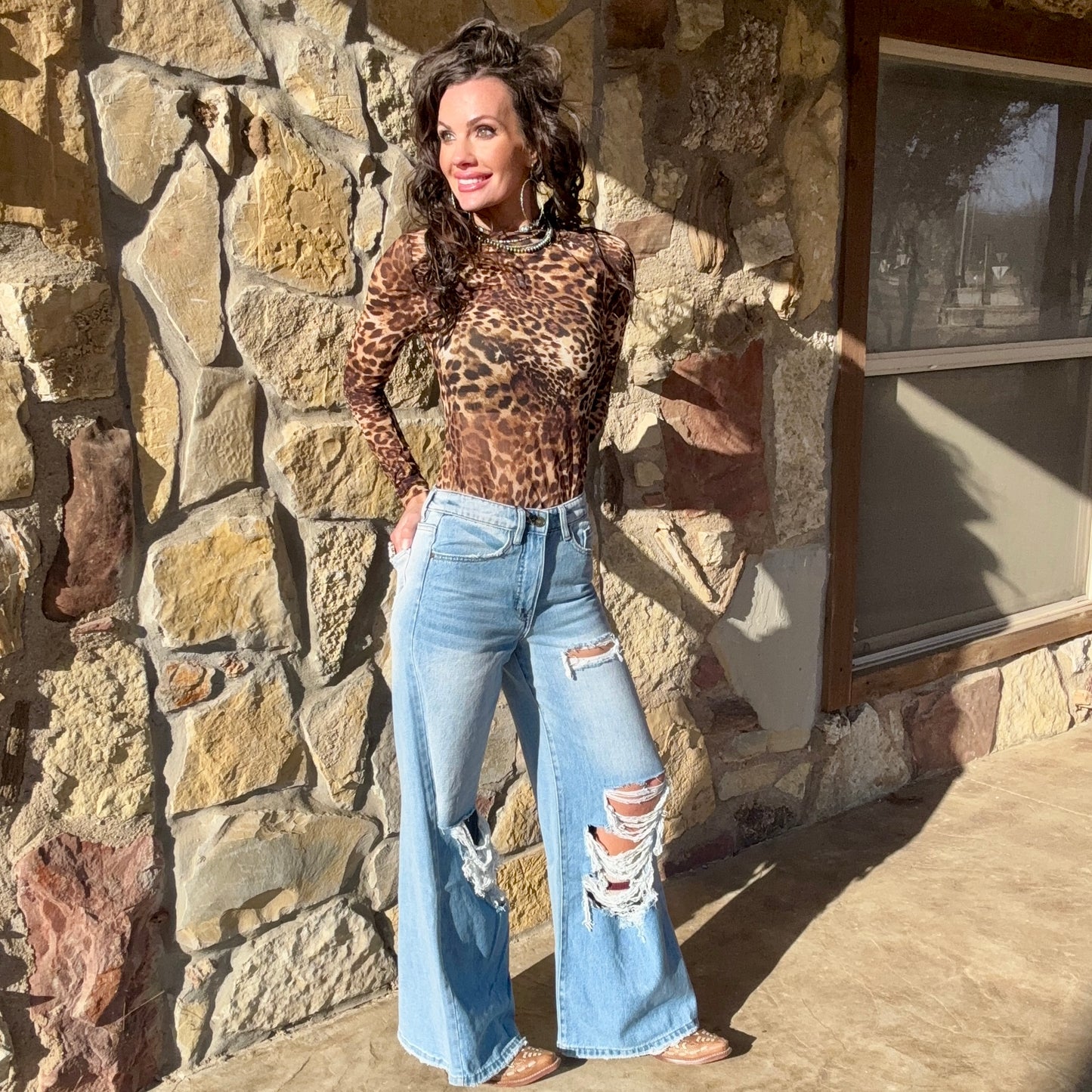 The Dust Devil Distressed Wide Leg Jean