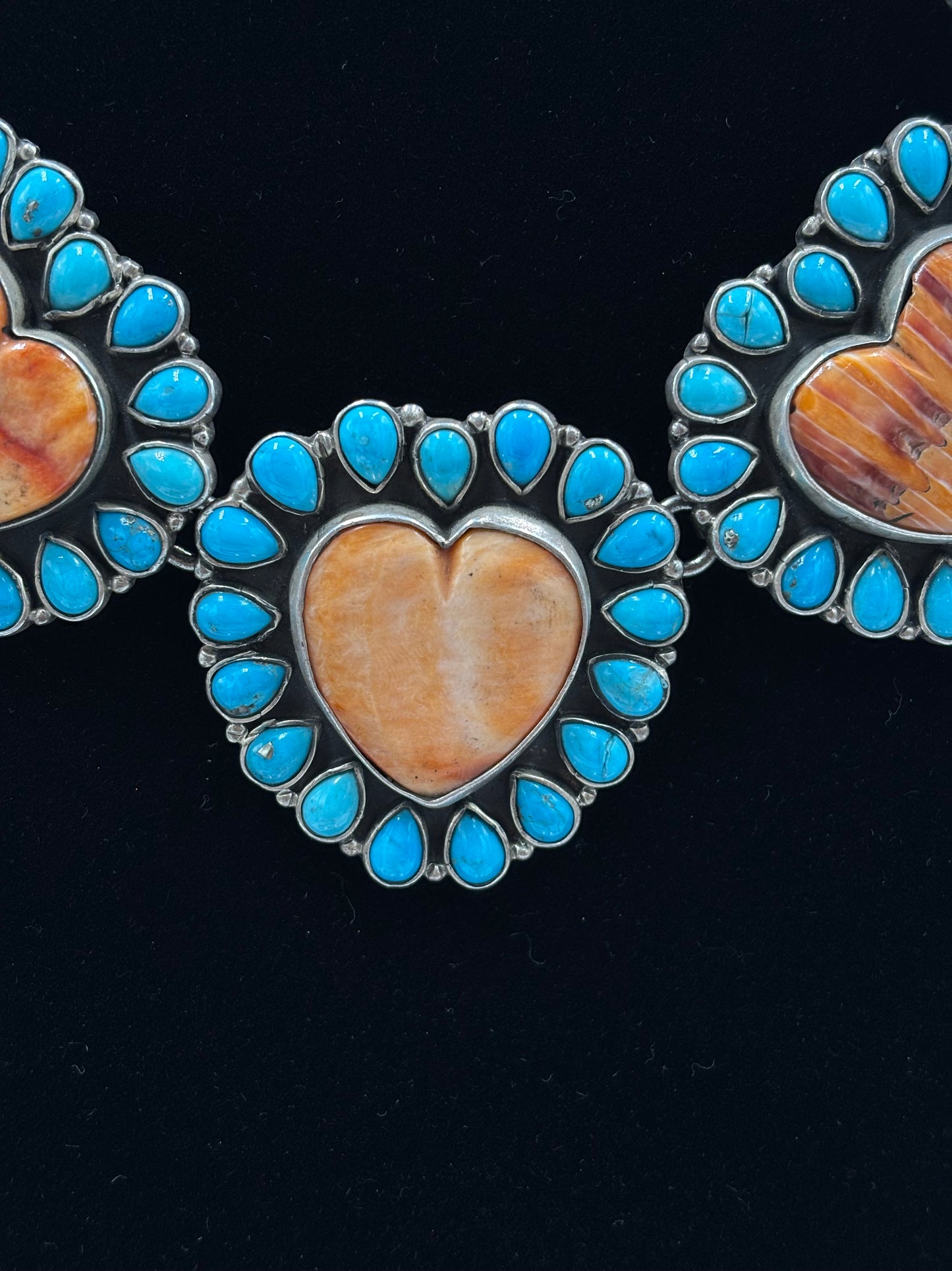 Orange Spiny & Turquoise Heart Necklace by Federico Jimenez