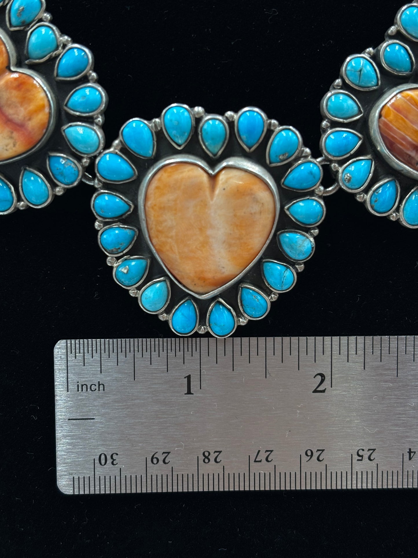 Orange Spiny & Turquoise Heart Necklace by Federico Jimenez