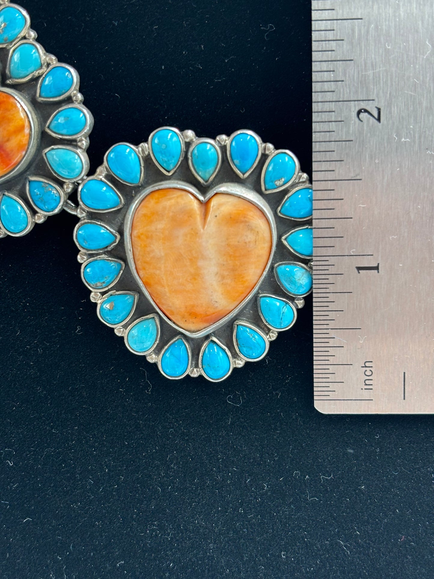 Orange Spiny & Turquoise Heart Necklace by Federico Jimenez