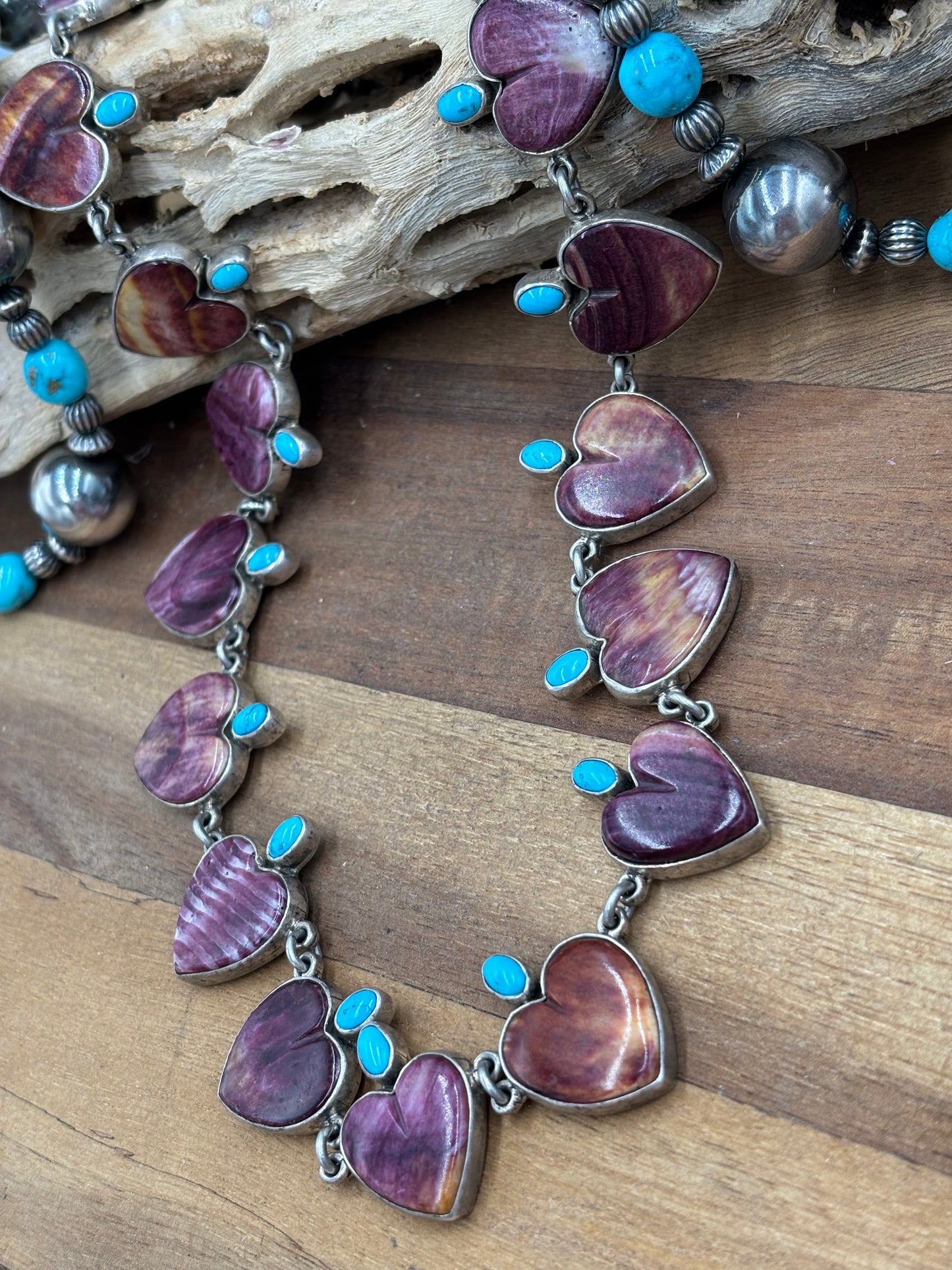 Purple Spiny & Turquoise Heart Necklace by Federico Jimenez