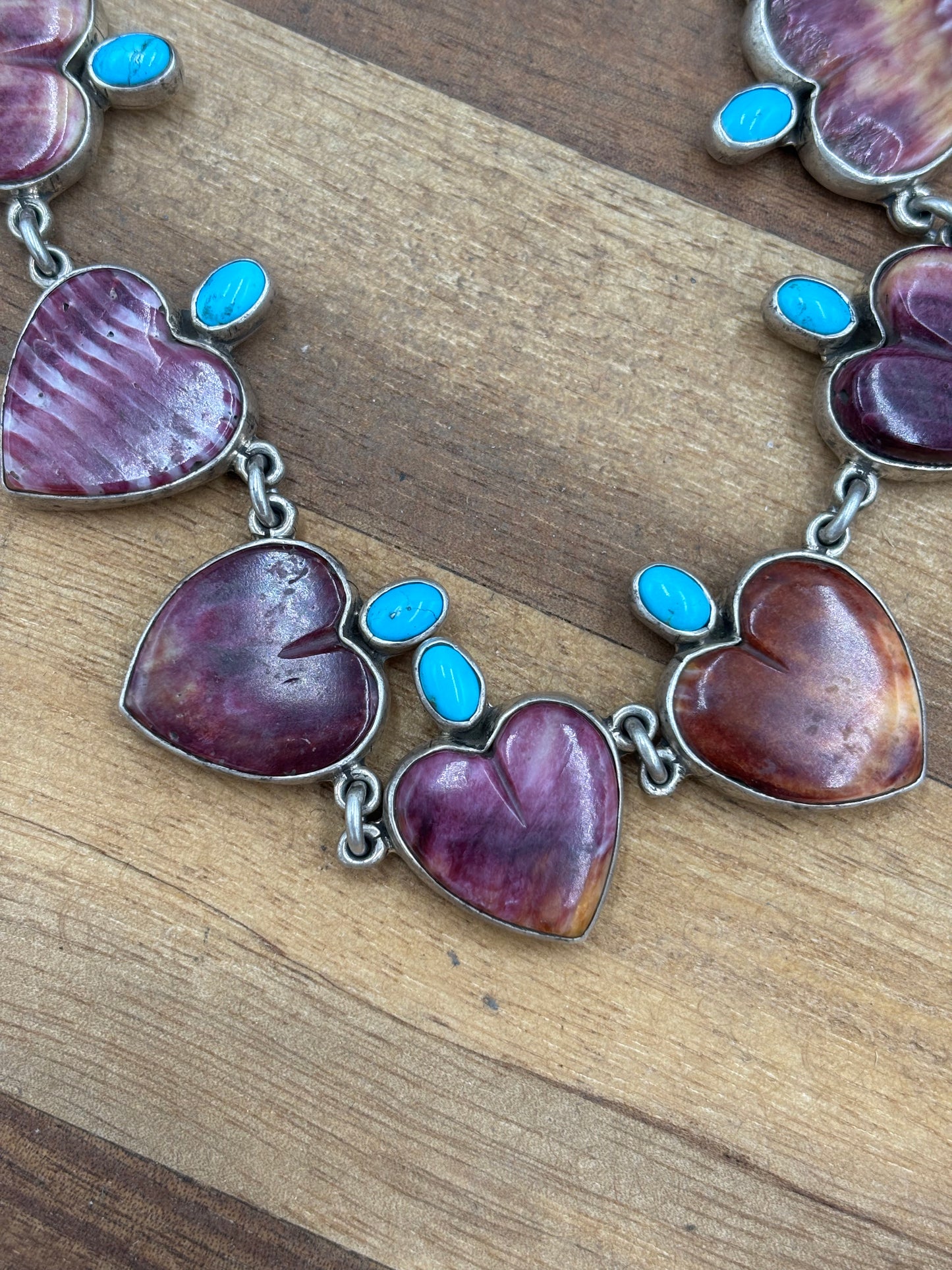 Purple Spiny & Turquoise Heart Necklace by Federico Jimenez