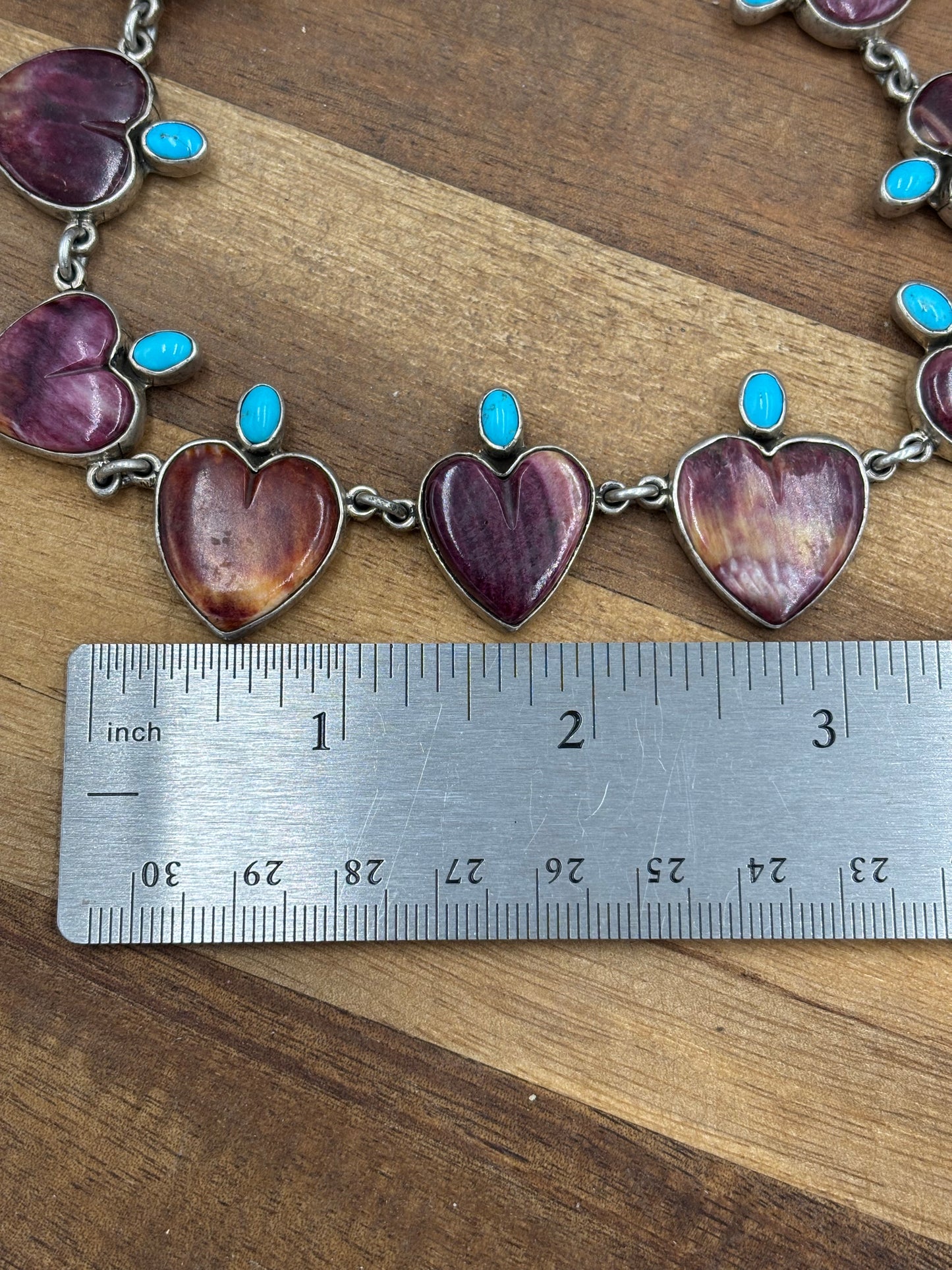 Purple Spiny & Turquoise Heart Necklace by Federico Jimenez