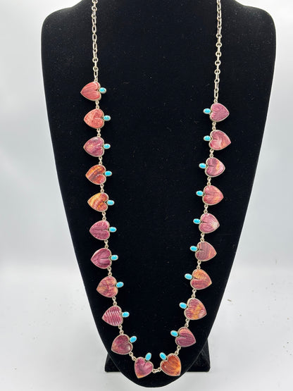Purple Spiny & Turquoise Heart Necklace by Federico Jimenez