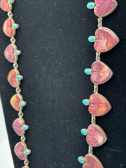 Purple Spiny & Turquoise Heart Necklace by Federico Jimenez