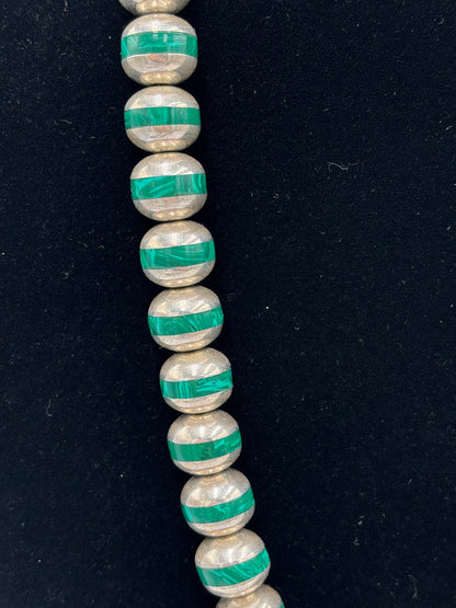 Malachite Inlayed Sterling Silver Pearls by Federico Jimenez