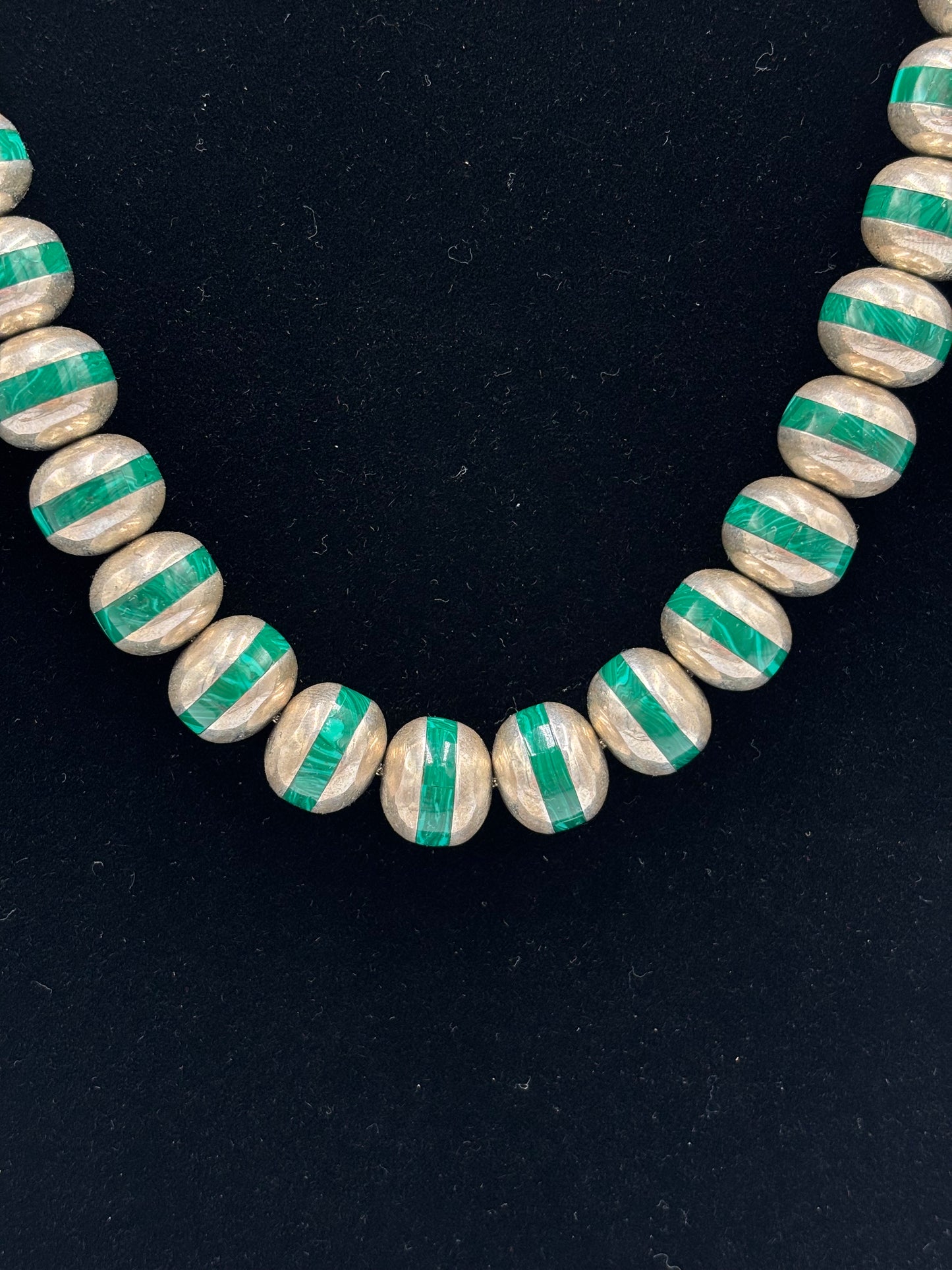 Malachite Inlayed Sterling Silver Pearls by Federico Jimenez