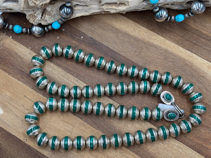 Malachite Inlayed Sterling Silver Pearls by Federico Jimenez