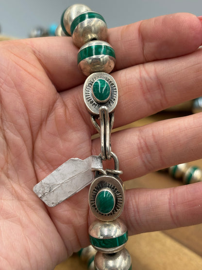 Malachite Inlayed Sterling Silver Pearls by Federico Jimenez