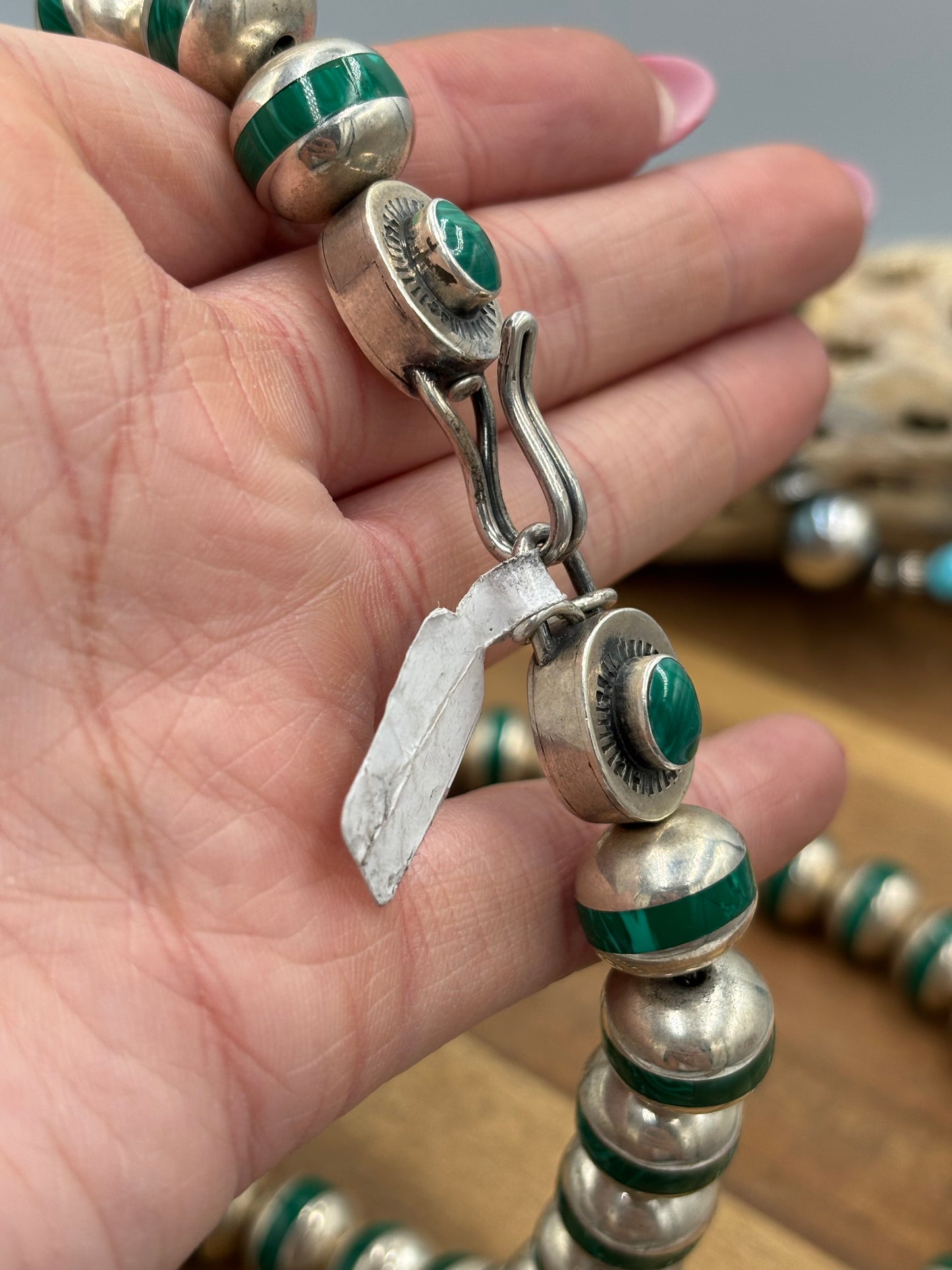 Malachite Inlayed Sterling Silver Pearls by Federico Jimenez