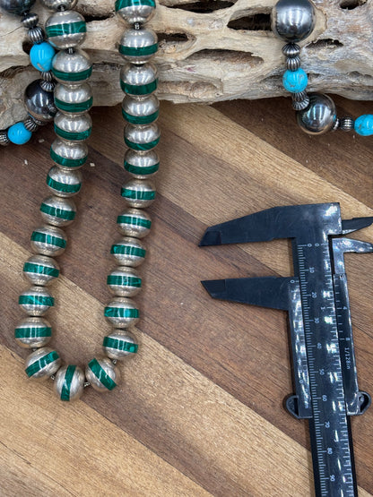 Malachite Inlayed Sterling Silver Pearls by Federico Jimenez