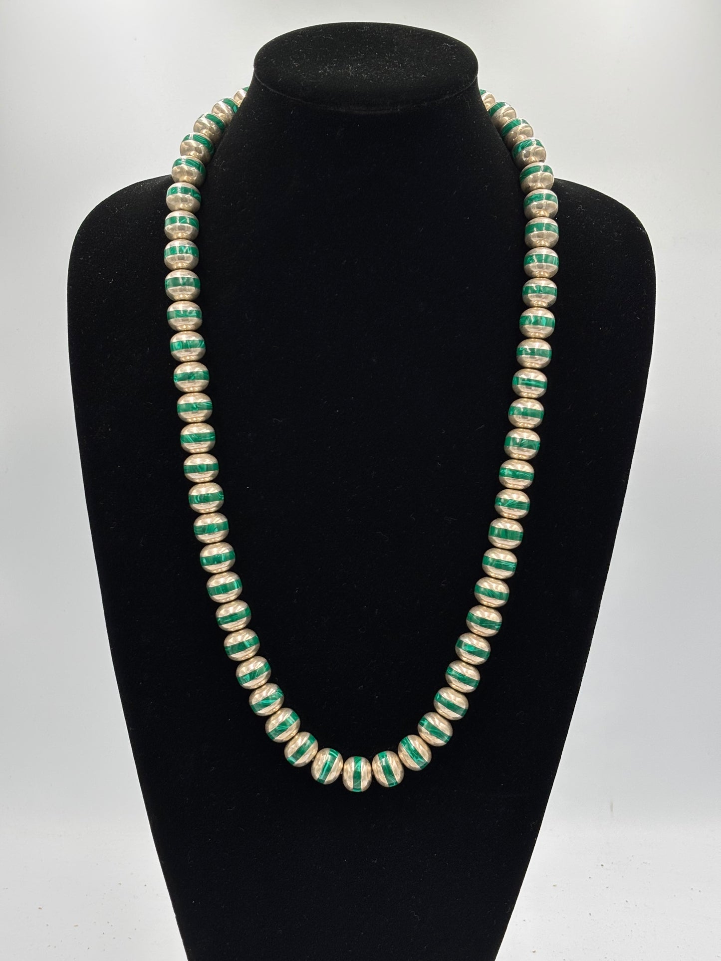 Malachite Inlayed Sterling Silver Pearls by Federico Jimenez