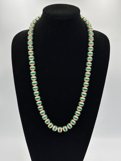 Malachite Inlayed Sterling Silver Pearls by Federico Jimenez