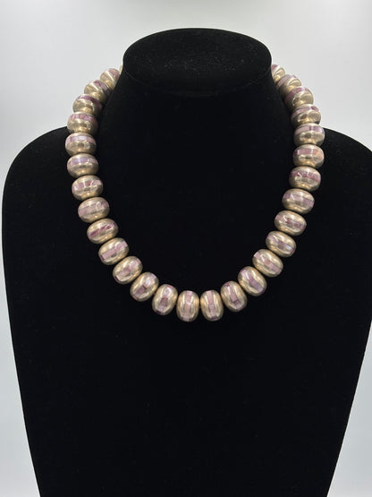 Pink Shell Inlayed Sterling Silver Pearls by Federico Jimenez