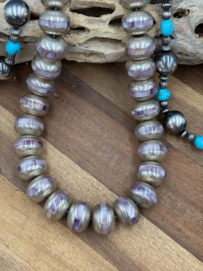 Pink Shell Inlayed Sterling Silver Pearls by Federico Jimenez