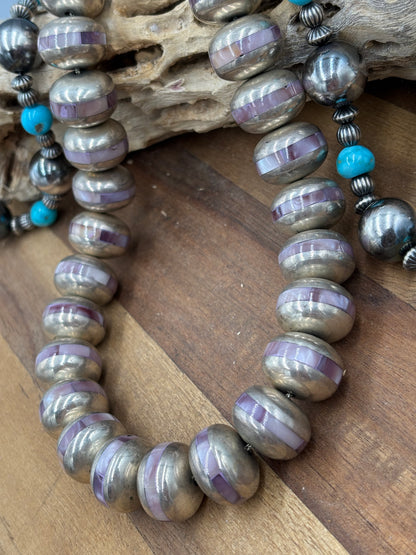 Pink Shell Inlayed Sterling Silver Pearls by Federico Jimenez