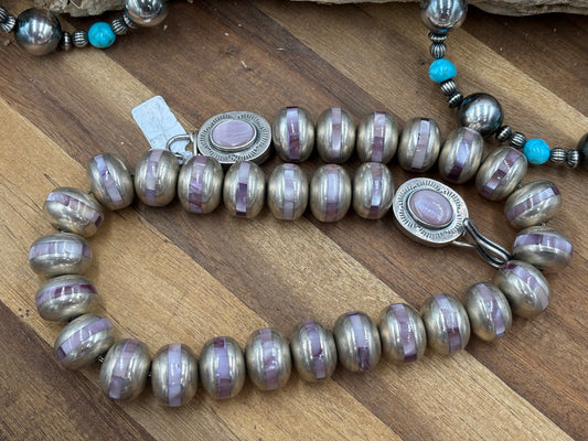 Pink Shell Inlayed Sterling Silver Pearls by Federico Jimenez