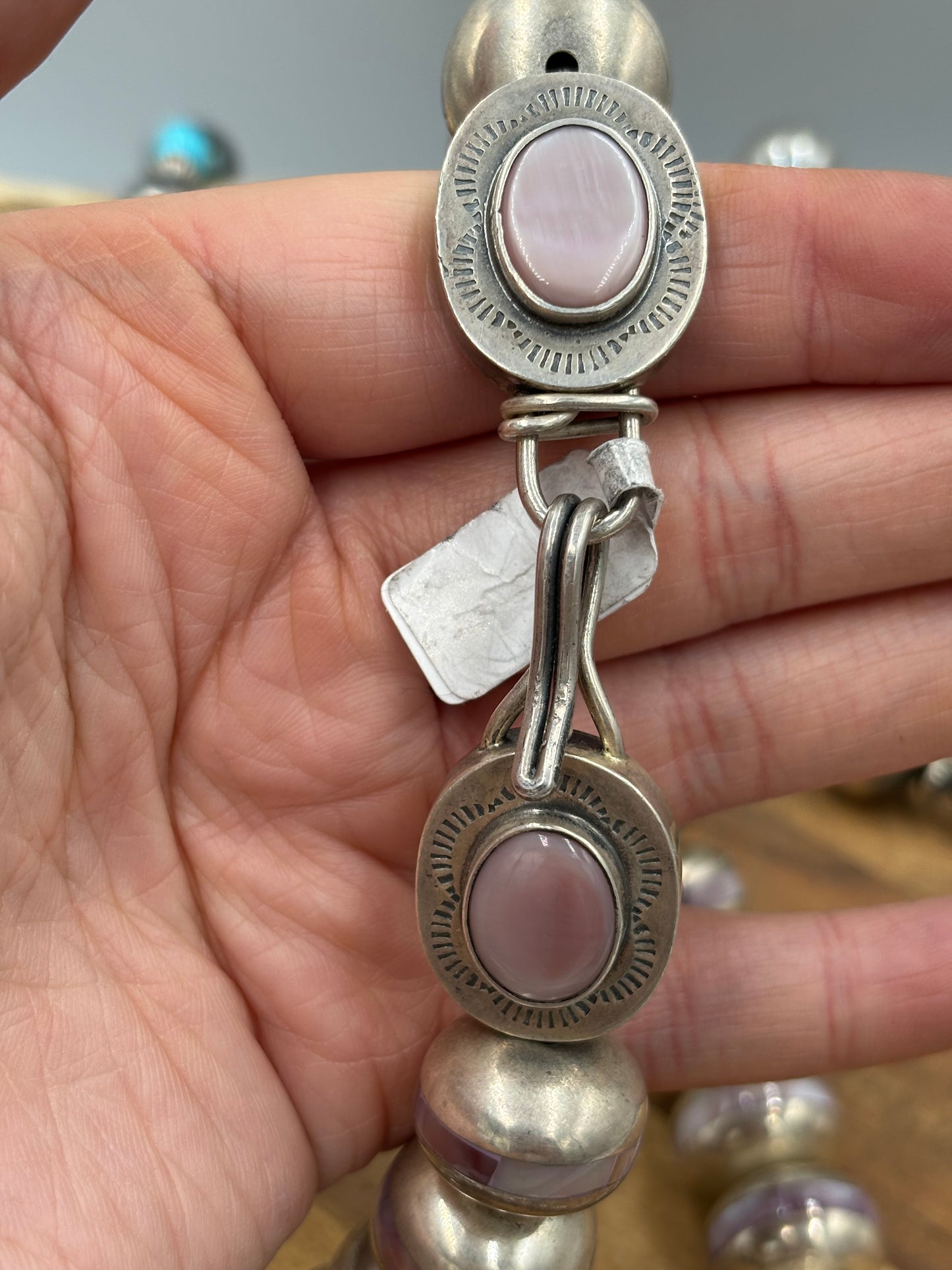 Pink Shell Inlayed Sterling Silver Pearls by Federico Jimenez