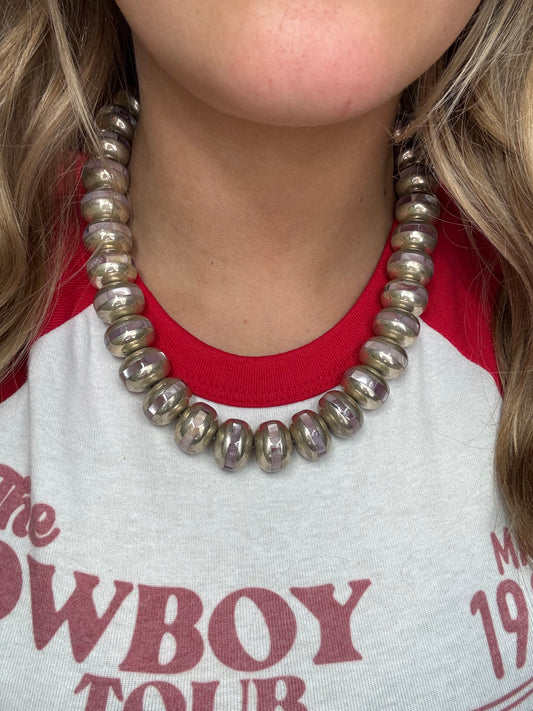 Pink Shell Inlayed Sterling Silver Pearls by Federico Jimenez